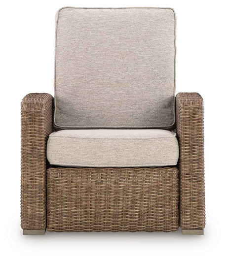 Laguna Heights Beige Outdoor Recliner by Ashley at Eve Furniture