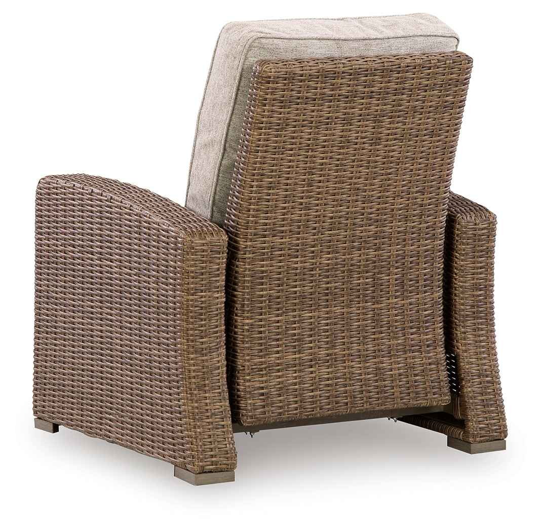 Laguna Heights Beige Outdoor Recliner by Ashley at Eve Furniture