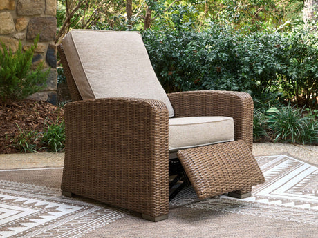 Laguna Heights Beige Outdoor Recliner by Ashley at Eve Furniture
