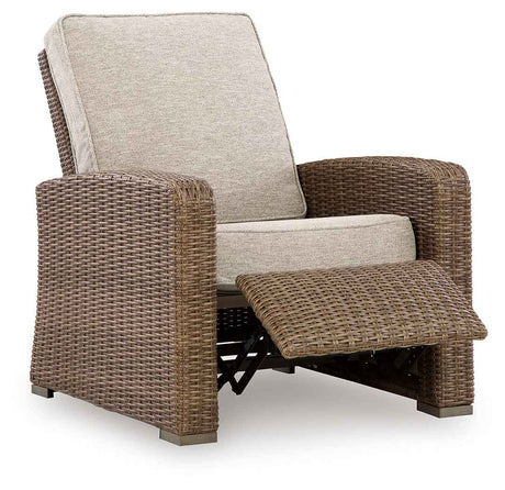 Laguna Heights Beige Outdoor Recliner by Ashley at Eve Furniture