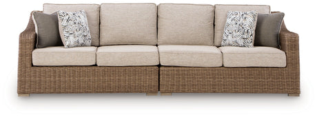 Laguna Heights Beige Outdoor Right and Left-arm Facing Loveseat with Cushion (Set of 2) by Ashley at Eve Furniture