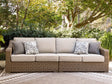 Laguna Heights Beige Outdoor Right and Left-arm Facing Loveseat with Cushion (Set of 2) by ASHLEY FURNITURE at Eve Furniture