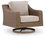Laguna Heights Beige Swivel Lounge with Cushion by Ashley at Eve Furniture