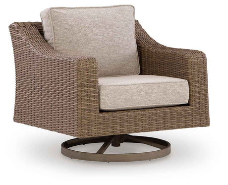 Laguna Heights Beige Swivel Lounge with Cushion by Ashley at Eve Furniture