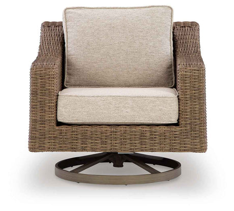 Laguna Heights Beige Swivel Lounge with Cushion by Ashley at Eve Furniture