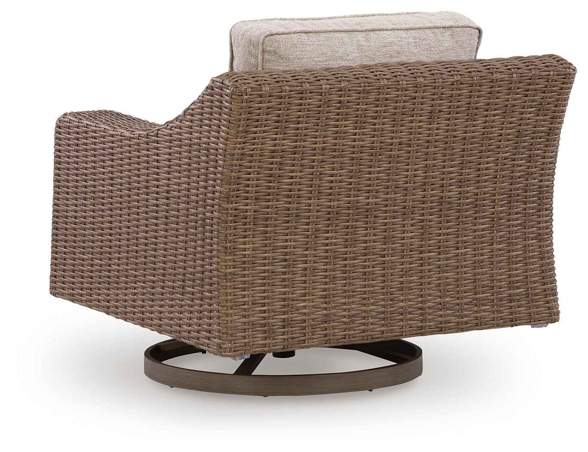 Laguna Heights Beige Swivel Lounge with Cushion by Ashley at Eve Furniture