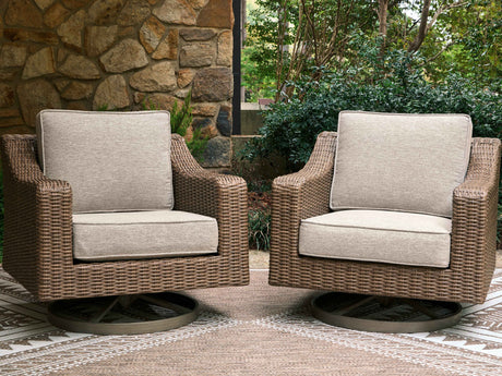 Laguna Heights Beige Swivel Lounge with Cushion by Ashley at Eve Furniture