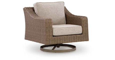 Laguna Heights Beige Swivel Lounge with Cushion by Ashley at Eve Furniture