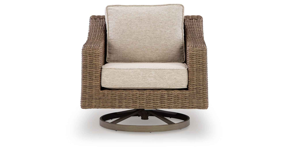Laguna Heights Beige Swivel Lounge with Cushion by Ashley at Eve Furniture