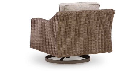 Laguna Heights Beige Swivel Lounge with Cushion by Ashley at Eve Furniture
