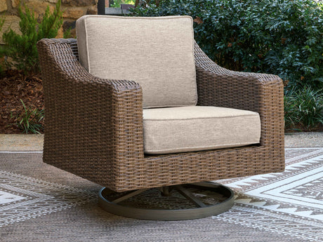 Laguna Heights Beige Swivel Lounge with Cushion by Ashley at Eve Furniture
