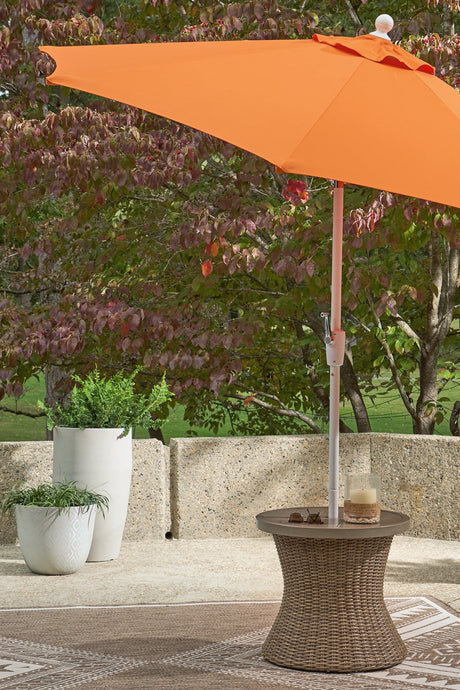 Laguna Heights Round End Table w/UMB OPT by Ashley at Eve Furniture