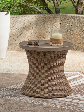 Laguna Heights Round End Table w/UMB OPT by Ashley at Eve Furniture