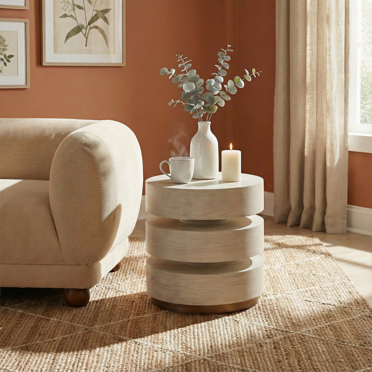 Laha Oak White Side Table by Zuomod at Eve Furniture