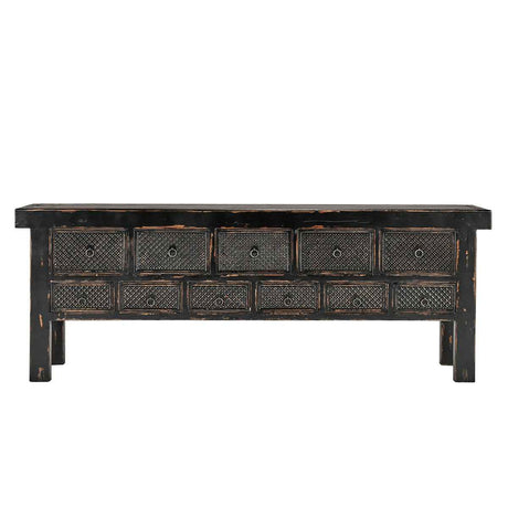 Lahey 11 Drawer Console Table - Antique Black by Classic Home at Eve Furniture