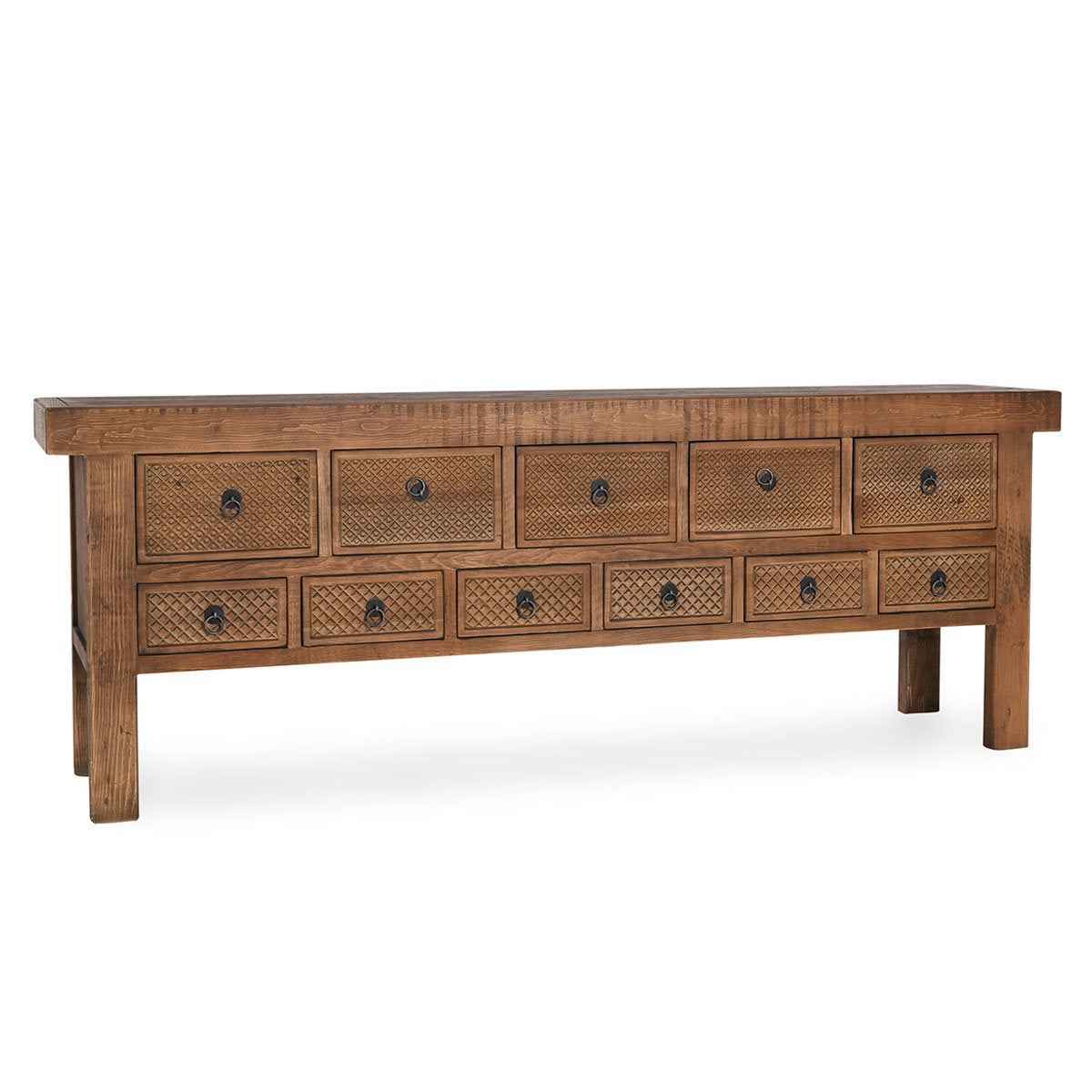 Lahey 11 Drawer Console Table - Mission Brown by Classic Home at Eve Furniture