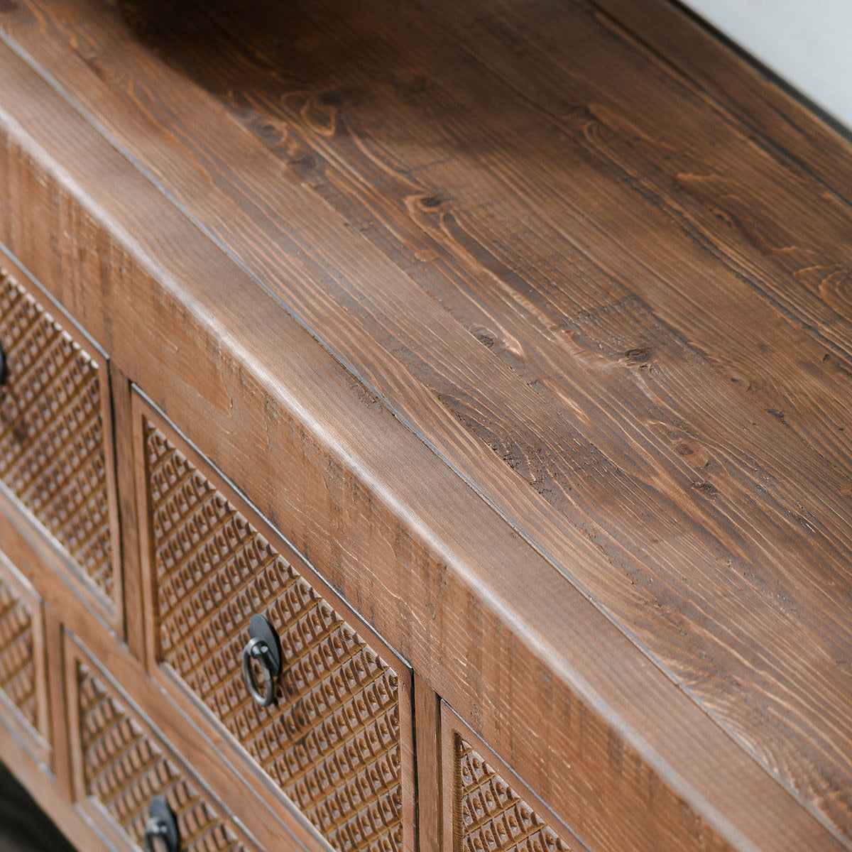 Lahey Mission Brown Solid Wood 11 Dwr Rectangle Console Table by Classic Home at Eve Furniture