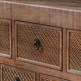 Lahey Mission Brown Solid Wood 11 Dwr Rectangle Console Table by Classic Home at Eve Furniture