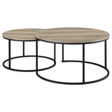 Lainey Distressed Pine 2-Piece Round Nesting Coffee Table by Coaster at Eve Furniture