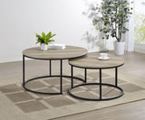Lainey Distressed Pine 2-Piece Round Nesting Coffee Table by Coaster at Eve Furniture