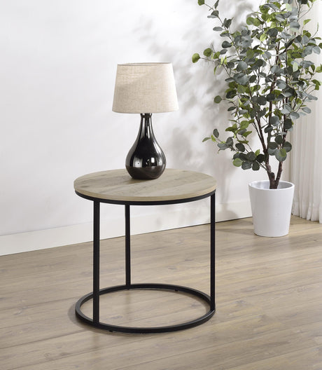 Lainey Distressed Pine Round Occasional Side End Table by Coaster at Eve Furniture