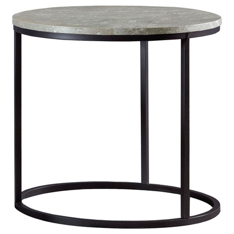 Lainey Faux Marble Round Top End Table Gray/Gunmetal