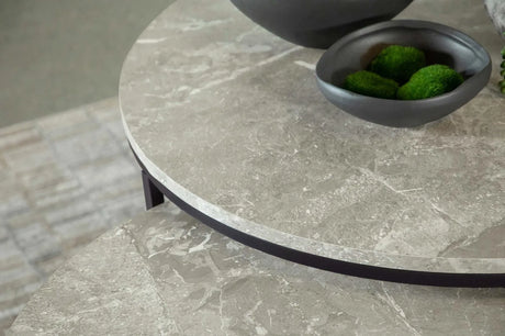 Lainey Gray and Gunmetal Round 2-Piece Nesting Coffee Table by Coaster at Eve Furniture