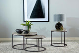 Lainey Gray and Gunmetal Round 2-Piece Nesting Coffee Table by Coaster at Eve Furniture
