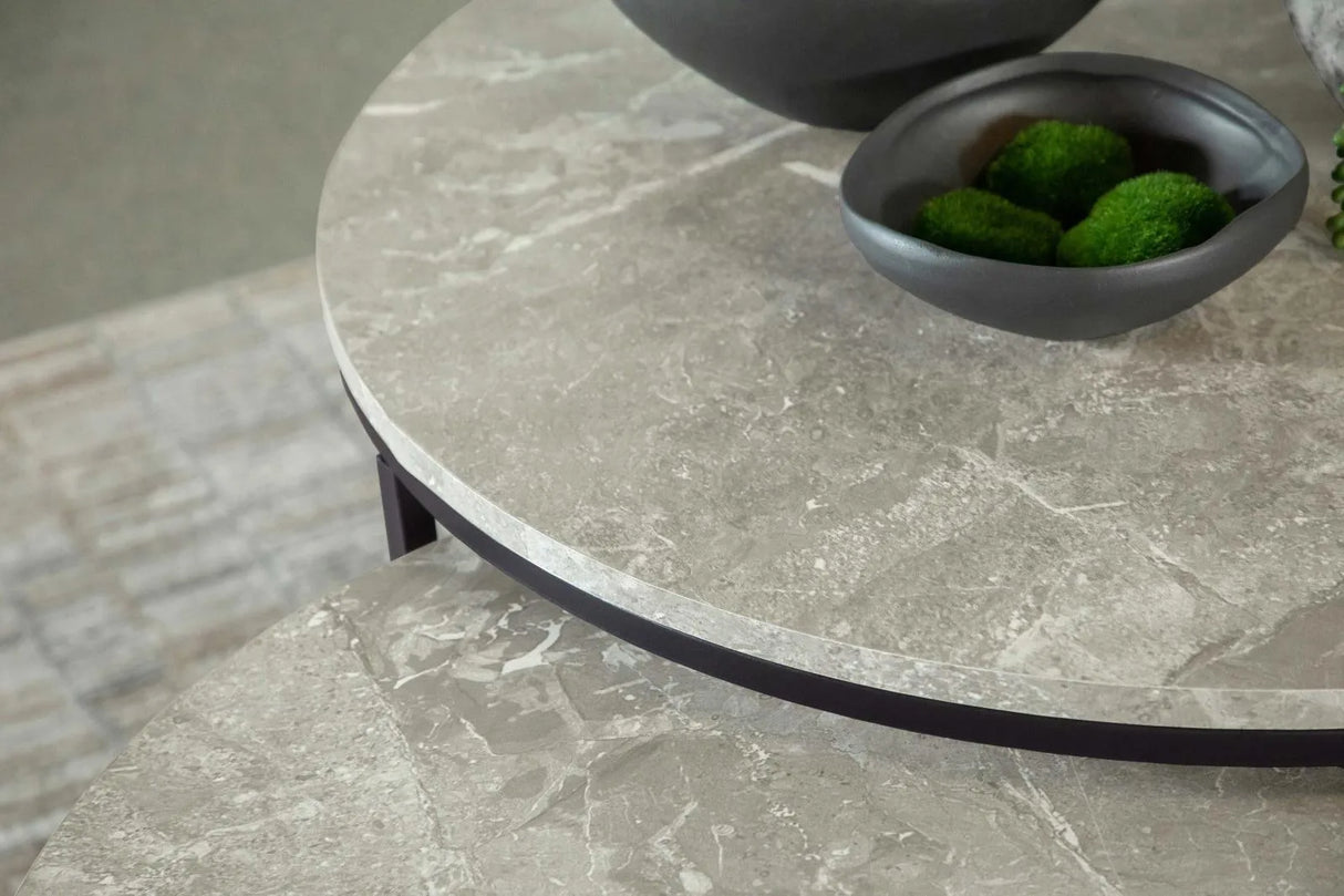 Lainey Gray and Gunmetal Round 2-Piece Nesting Coffee Table by Coaster at Eve Furniture