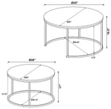 Lainey Gray and Gunmetal Round 2-Piece Nesting Coffee Table by Coaster at Eve Furniture