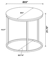 Lainey Gray/Gunmetal Faux Marble Round Top End Table by Coaster at Eve Furniture