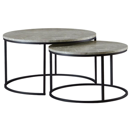 Lainey Gray/Gunmetal Round 2-Piece Nesting Coffee Table