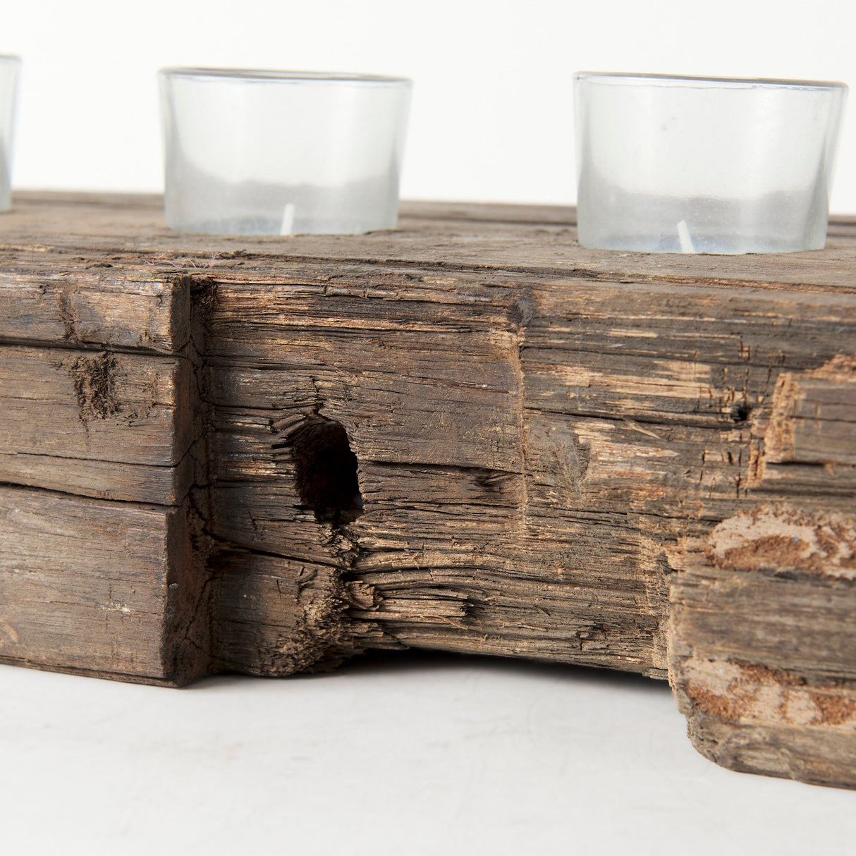 Lakara Reclaimed Wood Eight Tealight Table Candle Holder by Mercana at Eve Furniture