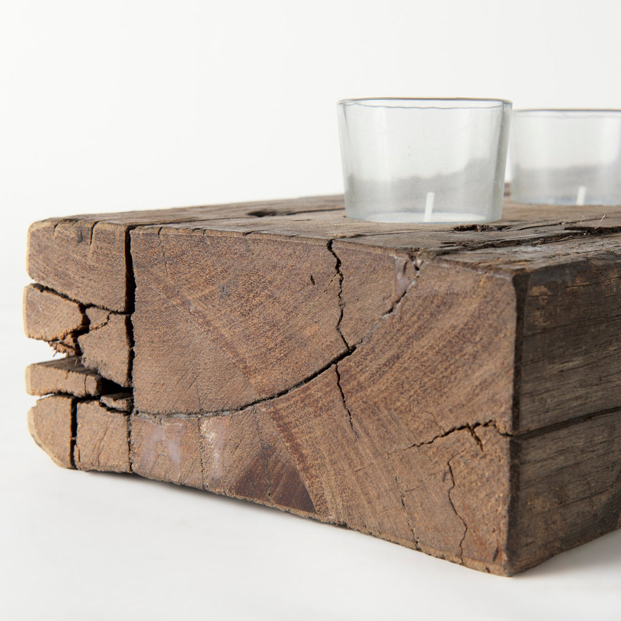 Lakara Reclaimed Wood Eight Tealight Table Candle Holder by Mercana at Eve Furniture