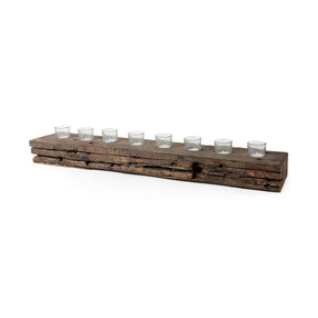 Lakara Reclaimed Wood Eight Tealight Table Candle Holder by Mercana at Eve Furniture