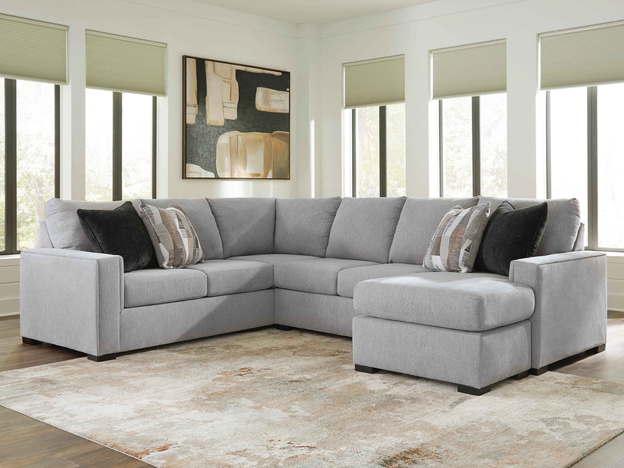 Lakepoint Nickel 2-Piece Sectional with RAF Chaise by Ashley at Eve Furniture