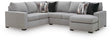 Lakepoint Nickel 2-Piece Sectional with RAF Chaise by Ashley at Eve Furniture