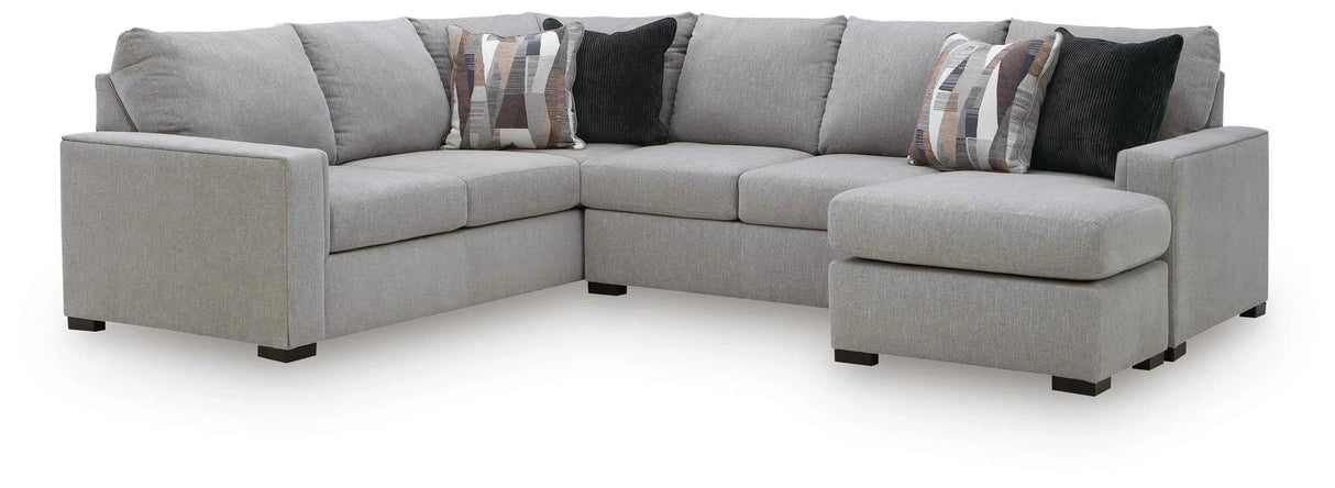 Lakepoint Nickel 2-Piece Sectional with RAF Chaise by Ashley at Eve Furniture