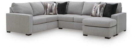 Lakepoint Nickel 2-Piece Sectional with RAF Chaise by Ashley at Eve Furniture