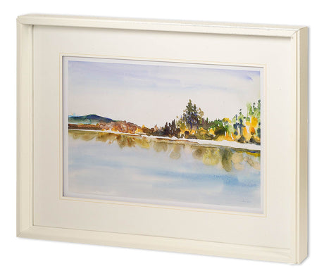 Lakeside Reflections by Lora Gold a Hand Embellished Textured Framed Art Print Matted under Glass by Mercana at Eve Furniture