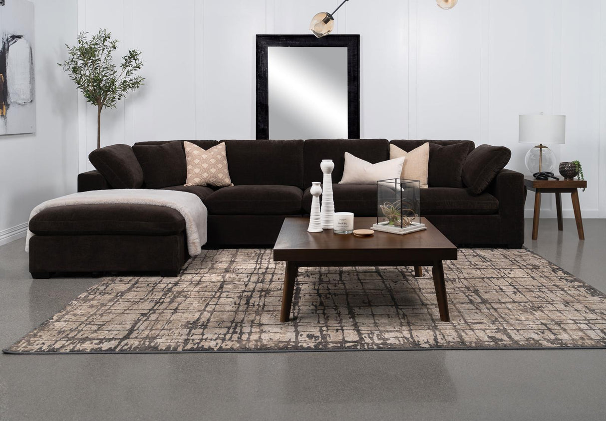 Lakeview 5-piece Upholstered Modular Sectional Sofa Dark Chocolate