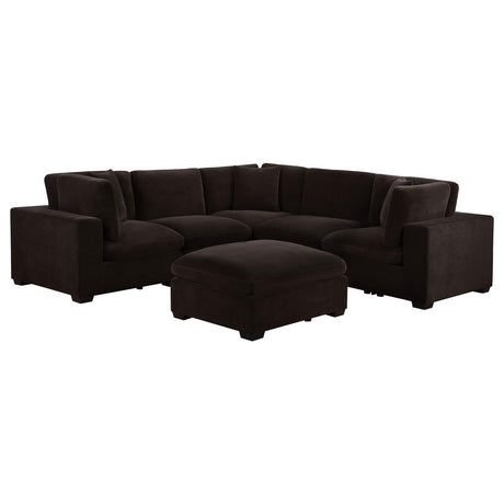 Lakeview Dark Chocolate 6-Piece Upholstered Modular Sectional Sofa by Coaster at Eve Furniture