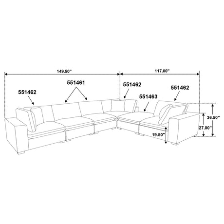 Lakeview Ivory 6-Piece Upholstered Modular Sectional Sofa by Coaster at Eve Furniture