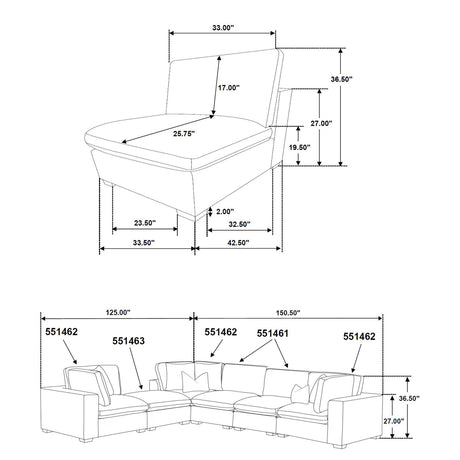 Lakeview Ivory 6-Piece Upholstered Modular Sectional Sofa by Coaster at Eve Furniture