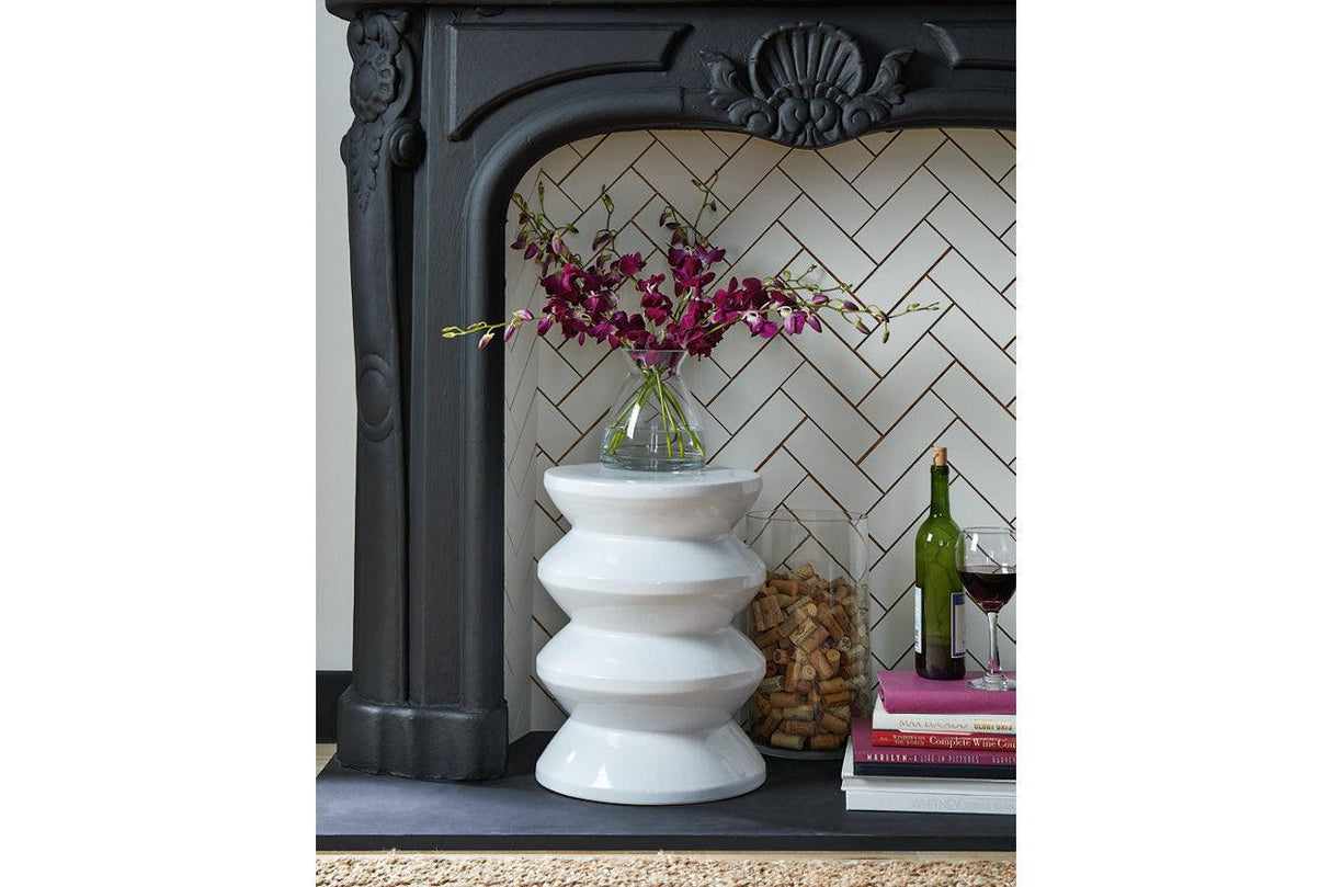 Lakiness White Stool by Ashley at Eve Furniture