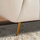 LaMattina Genuine Italian Beige Leather Channel Tufted Sofa by Ashcroft Furniture at Eve Furniture