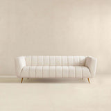 LaMattina Genuine Italian Beige Leather Channel Tufted Sofa by Ashcroft Furniture at Eve Furniture