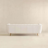 LaMattina Genuine Italian Beige Leather Channel Tufted Sofa by Ashcroft Furniture at Eve Furniture