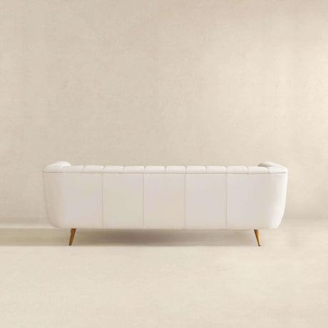 LaMattina Genuine Italian Beige Leather Channel Tufted Sofa by Ashcroft Furniture at Eve Furniture