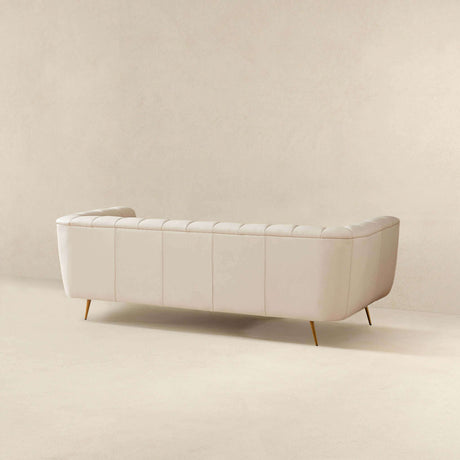 LaMattina Genuine Italian Beige Leather Channel Tufted Sofa by Ashcroft Furniture at Eve Furniture